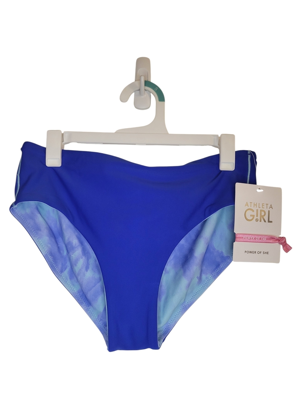 Athleta Girl Royal Blue & Aqua Tie-Dye Reversible High Waist Swim Bottoms